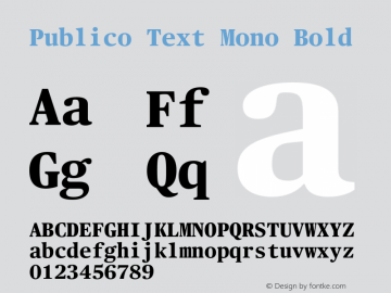 Publico Text Mono Bold Version 1.1 2014图片样张