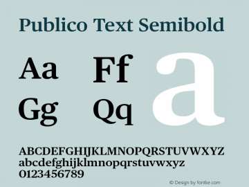 Publico Text Semibold Version 2.000 2012 Font Sample