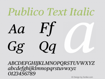 Publico Text Italic Version 2.000 2012 Font Sample