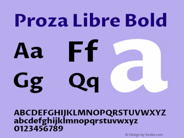 Proza Libre Bold Version 1.000; ttfautohint (v1.4.1.8-43bc) Font Sample