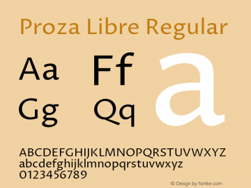 Proza Libre Regular Version 1.000; ttfautohint (v1.4.1.8-43bc) Font Sample