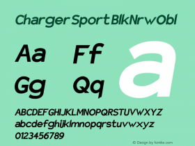 Charger Sport BlkNrwObl Version 1.1 Font Sample