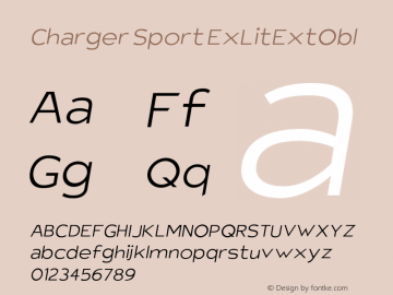 Charger Sport ExLitExtObl Version 1.1 Font Sample