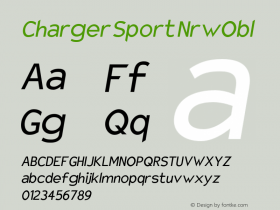 Charger Sport NrwObl Version 1.1 Font Sample