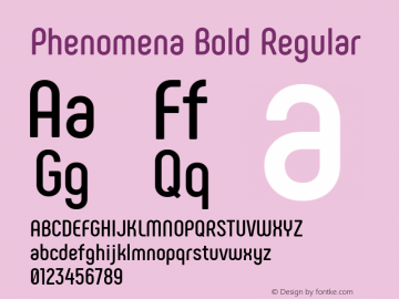 Phenomena Bold Regular Version 1.000;PS 001.000;hotconv 1.0.88;makeotf.lib2.5.64775 Font Sample