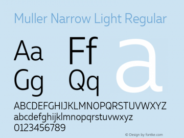 Muller Narrow Light Regular Version 1.000;PS 001.000;hotconv 1.0.88;makeotf.lib2.5.64775 Font Sample