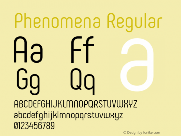 Phenomena Regular Version 1.000;PS 001.000;hotconv 1.0.88;makeotf.lib2.5.64775 Font Sample