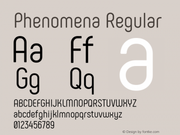 Phenomena Regular Version 1.000;PS 001.000;hotconv 1.0.88;makeotf.lib2.5.64775 Font Sample