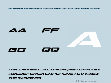 Outrider Condensed Bold Italic Condensed Bold Italic Version 2.00 July 14, 2016图片样张