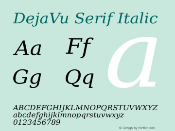 DejaVu Serif Italic Version 2.36 Font Sample