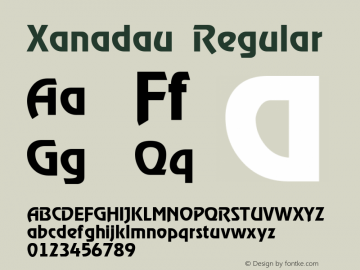 Xanadau Regular Rev. 003.000 Font Sample