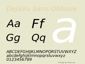 DejaVu Sans Oblique Version 2.36 Font Sample