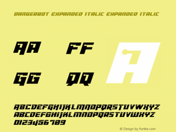 Dangerbot Expanded Italic Expanded Italic Version 1.00 July 14, 2016, initial release Font Sample