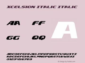 Xcelsion Italic Italic Version 4.00 July 14, 2016 Font Sample