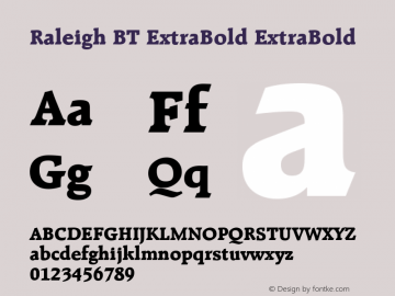 Raleigh BT ExtraBold ExtraBold Version 1.000图片样张