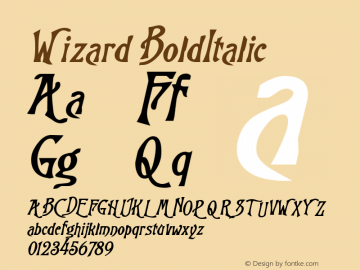Wizard BoldItalic Rev. 003.000 Font Sample