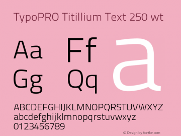 TypoPRO Titillium Text 250 wt Version 25.000图片样张