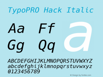 TypoPRO Hack Italic Version 2.020 Font Sample