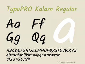 TypoPRO Kalam Regular Version 2.001;PS 1.0;hotconv 1.0.79;makeotf.lib2.5.61930; ttfautohint (v1.3)图片样张