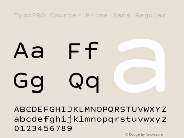 TypoPRO Courier Prime Sans Regular Version 3.020 Font Sample