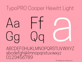 TypoPRO Cooper Hewitt Light 1.000 Font Sample