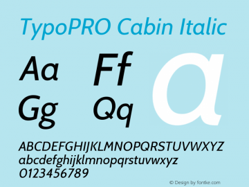 TypoPRO Cabin Italic Version 1.005图片样张