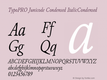 TypoPRO Junicode Condensed ItalicCondensed Version 0.6.17 Font Sample
