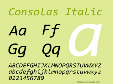 Consolas Italic Version 6.96图片样张