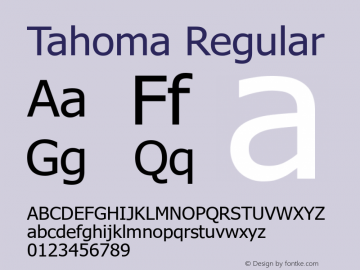 Tahoma Regular Version 6.96 Font Sample