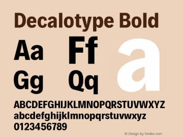 Decalotype Bold Version 1.0 Font Sample