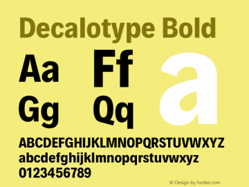 Decalotype Bold Version 1.0 Font Sample