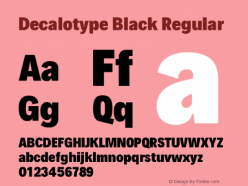 Decalotype Black Regular Version 1.0 Font Sample