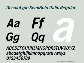 Decalotype SemiBold Italic Regular Version 1.0图片样张