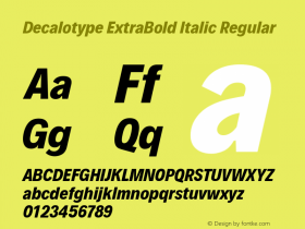 Decalotype ExtraBold Italic Regular Version 1.0图片样张