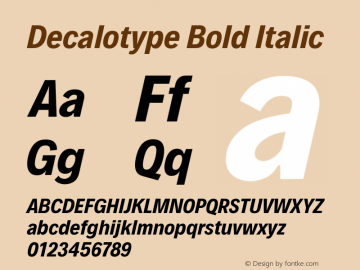 Decalotype Bold Italic Version 1.0图片样张