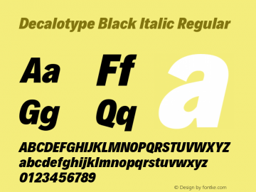 Decalotype Black Italic Regular Version 1.0图片样张
