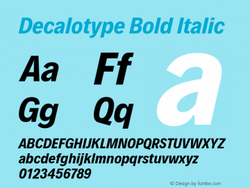 Decalotype Bold Italic Version 1.0图片样张