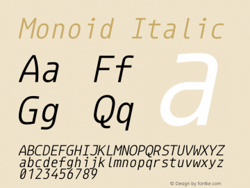Monoid Italic Version 0.61 Font Sample