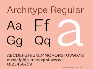 Architype Regular 1.000 Font Sample