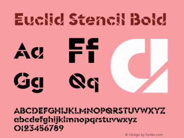 Euclid Stencil Bold Version 2.001 Font Sample