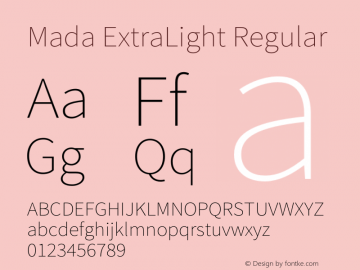 Mada ExtraLight Regular Version 1.002图片样张