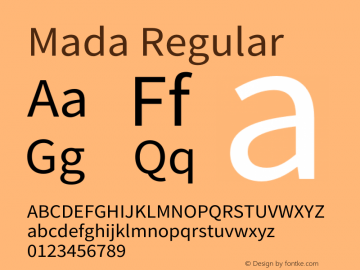 Mada Regular Version 1.002 Font Sample
