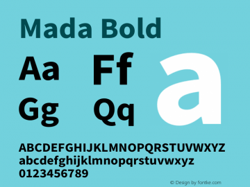 Mada Bold Version 1.002 Font Sample