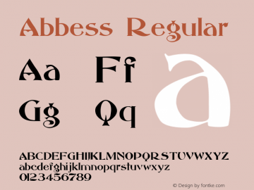 Abbess Regular Altsys Fontographer 3.5  2/8/93 Font Sample