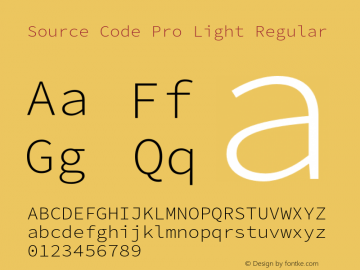 Source Code Pro Light Regular Version 2.030;PS 1.0;hotconv 16.6.51;makeotf.lib2.5.65220 Font Sample