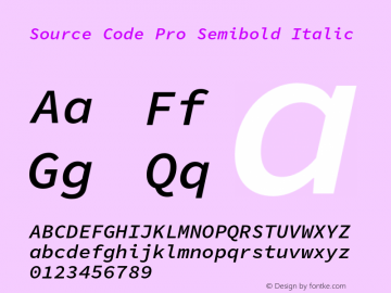 Source Code Pro Semibold Italic Version 1.050;PS 1.0;hotconv 16.6.51;makeotf.lib2.5.65220图片样张