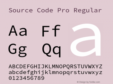 Source Code Pro Regular Version 2.030;PS 1.0;hotconv 16.6.51;makeotf.lib2.5.65220 Font Sample