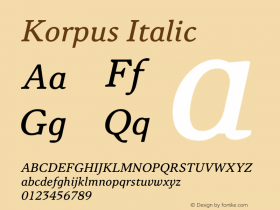 Korpus Italic Version 2.005 2012图片样张