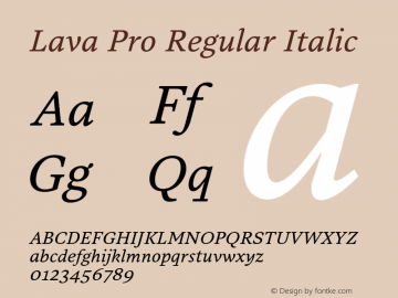 Lava Pro Regular Italic Version 001.000图片样张