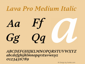 Lava Pro Medium Italic Version 001.000图片样张